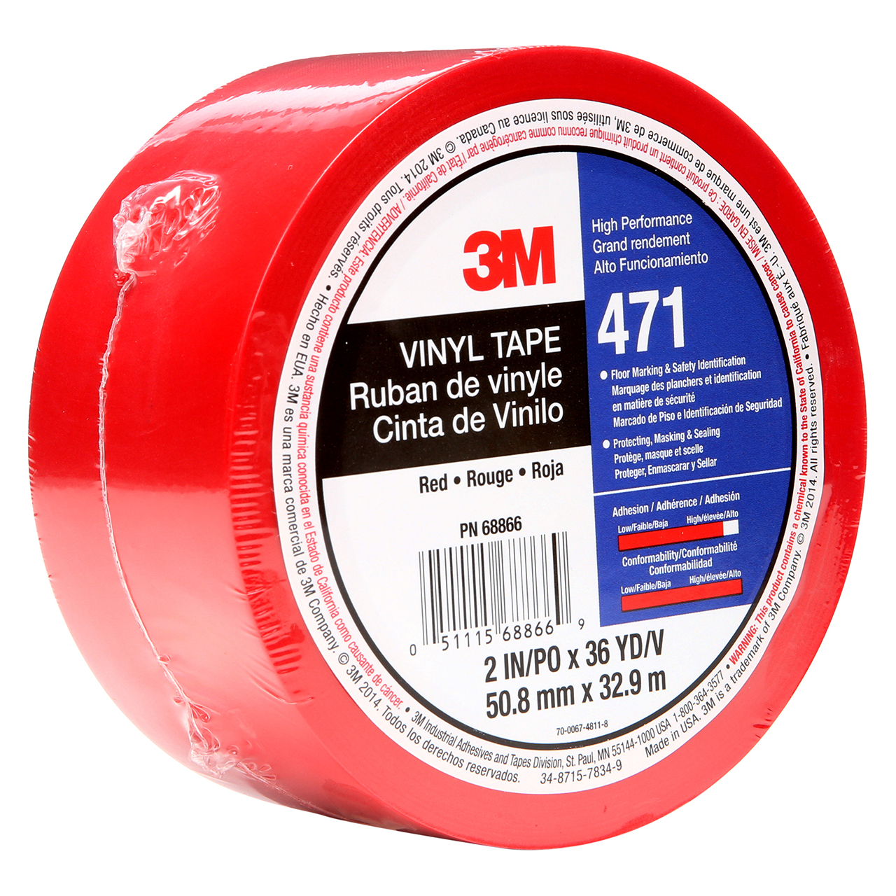 3M 7100044655 | 471 36 yd x 2.000" Width x 5.2 mil Thickness Vinyl Tape