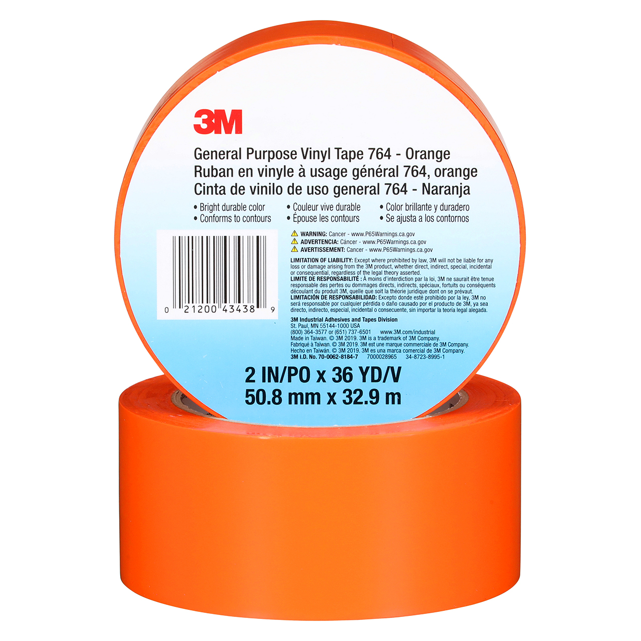 3M 7000028965 | 764 36 yd x 2.000" Width x 5.0 mil Thickness Vinyl Tape