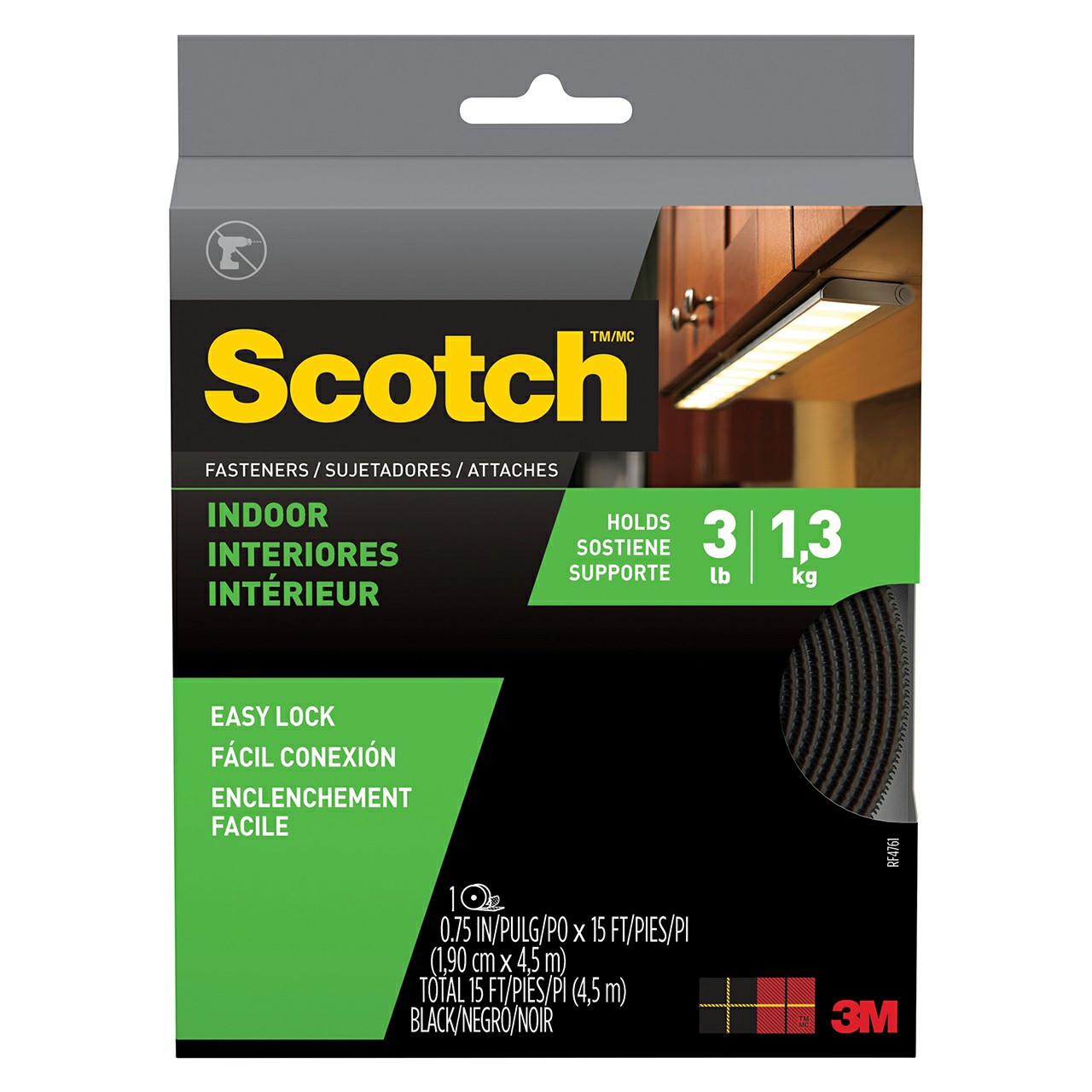 3M 7100104298 | Scotch 15' OAL x 0.750" Width Hook & Loop Fasteners
