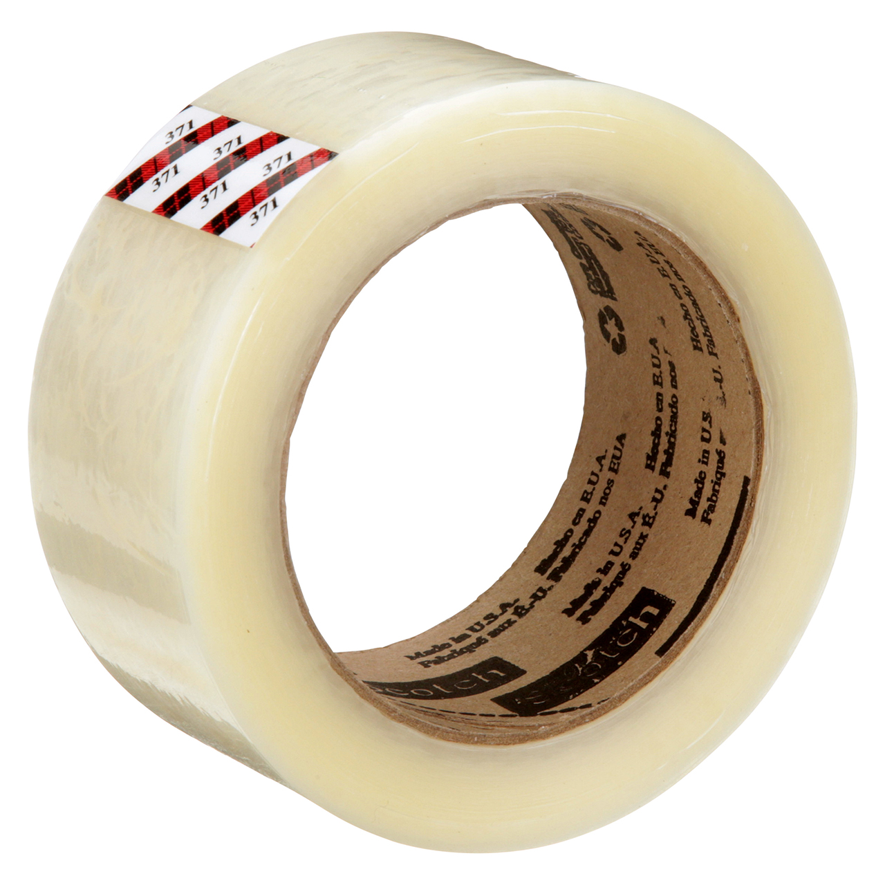3M 7100011547 | 3.000" Size x 109.360yd OAL x 1.880" Width x 1.200mil Baking Thickness Polypropylene Film 371 Box Sealing Tape - Transparent