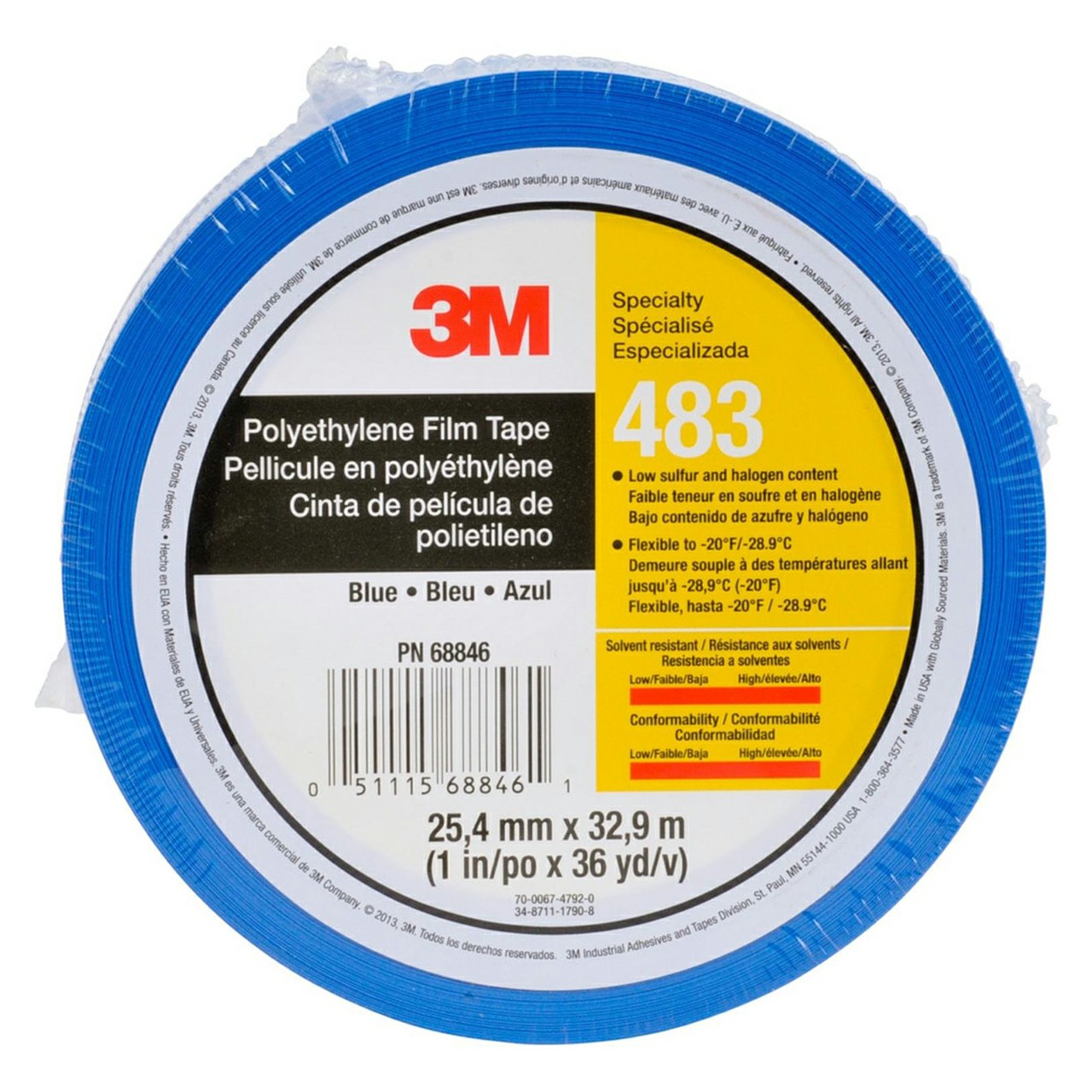 3M 7010295458 | 36 yd x 1.000" Width x 5.0 mil Thickness Polyethylene Tape