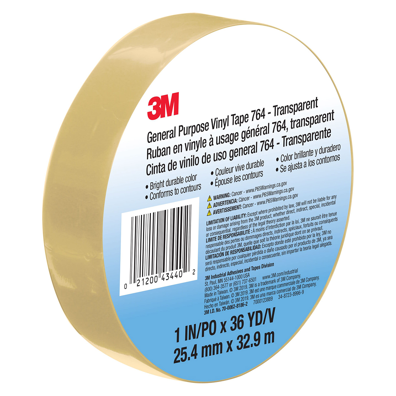 3M 7000123889 | 36 yd x 1.000" Width x 5.0 mil Thickness Vinyl Tape