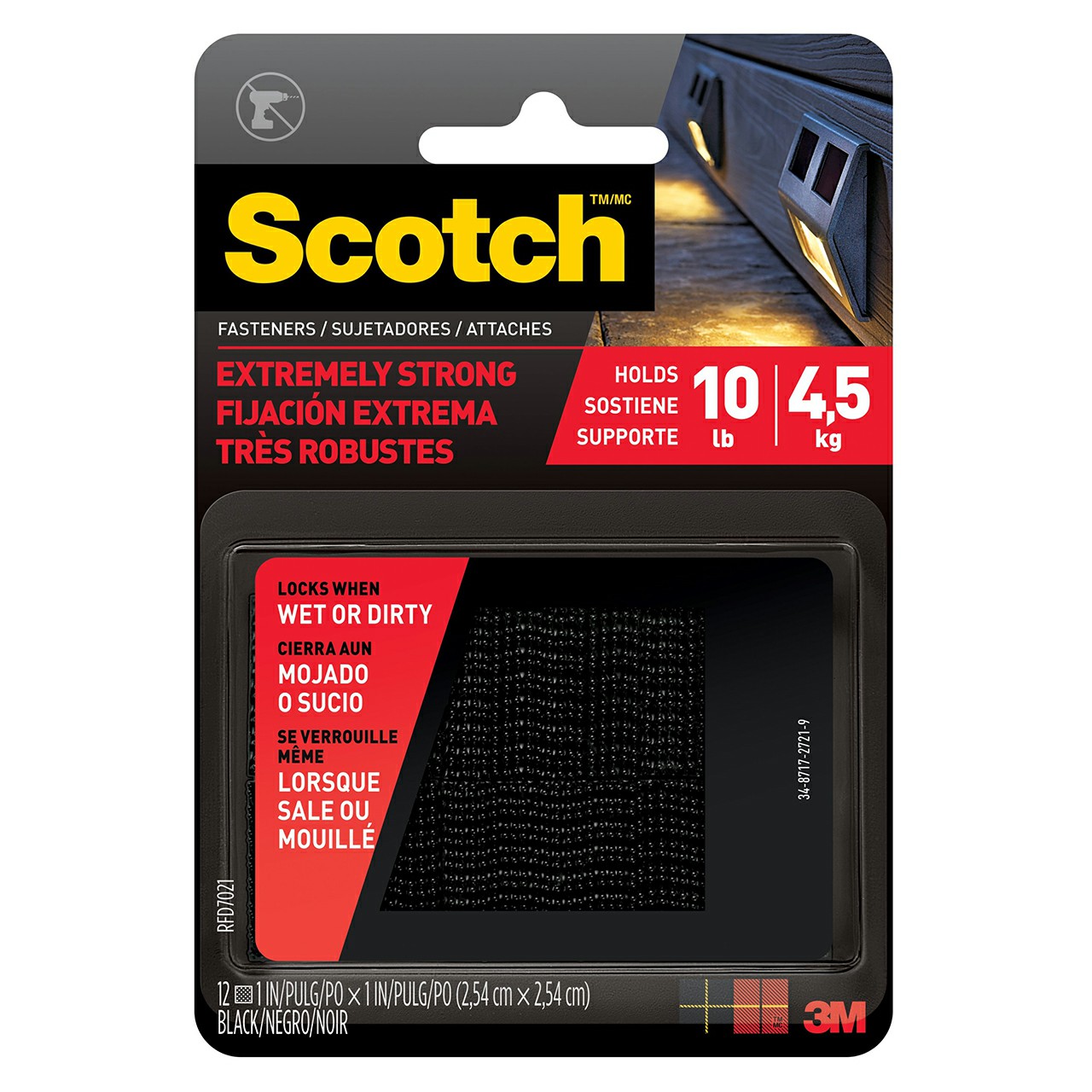 3M 7100110904 | Scotch 1.000" OAL x 1.000" Width Mushroom Hook Fasteners