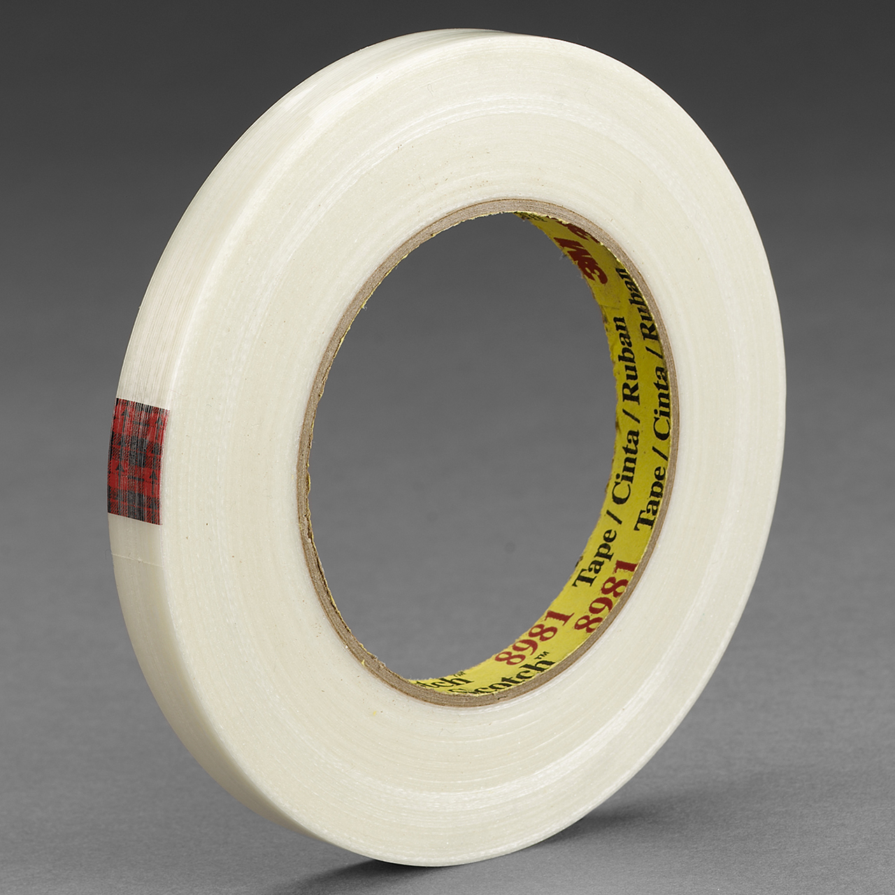 3M 7000123470 | Scotch 3.000" Size x 60.140yd OAL x 1.410" Width Polypropylene Film 8981 Filament Tape - Transparent