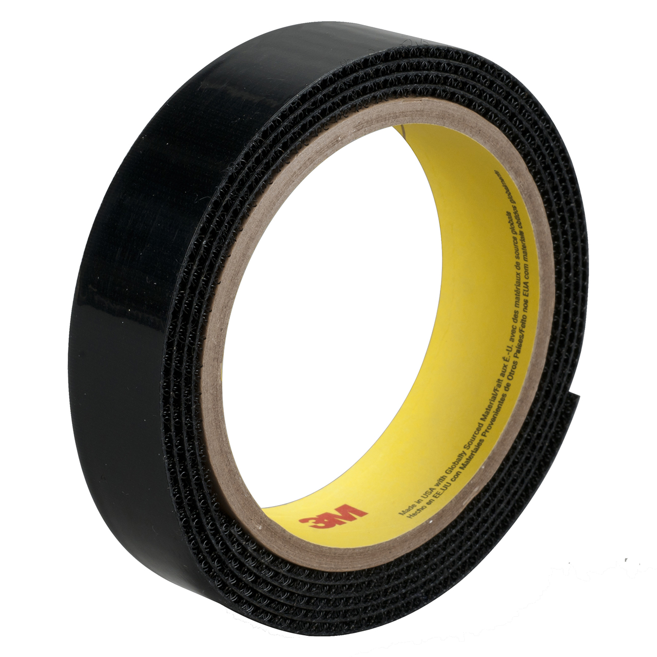 3M 7000051781 | 50.000yd OAL x 0.620" Width x 0.08mm Thickness SJ3419FR Hook & Loop Fastener - Black