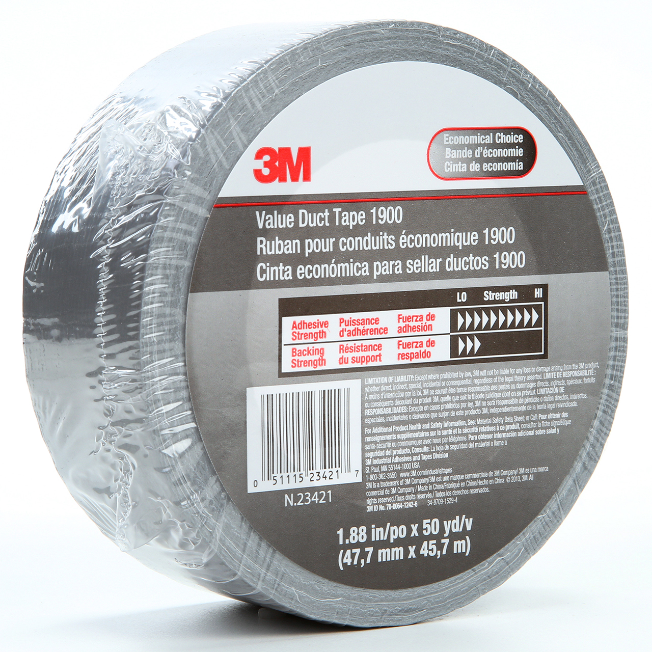 3M 7000049202 | 50 yd x 1.880" Width x 5.8 mil Thickness Duct Tape
