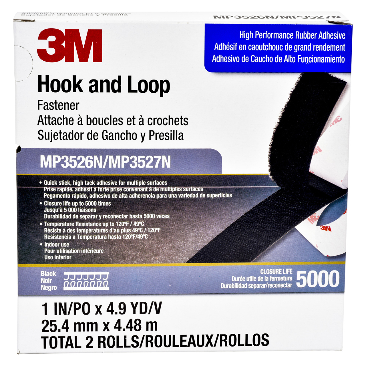 3M 7000052212 | MP3526N/27N 4.9 yd x 1.000" Width Hook & Loop Fasteners