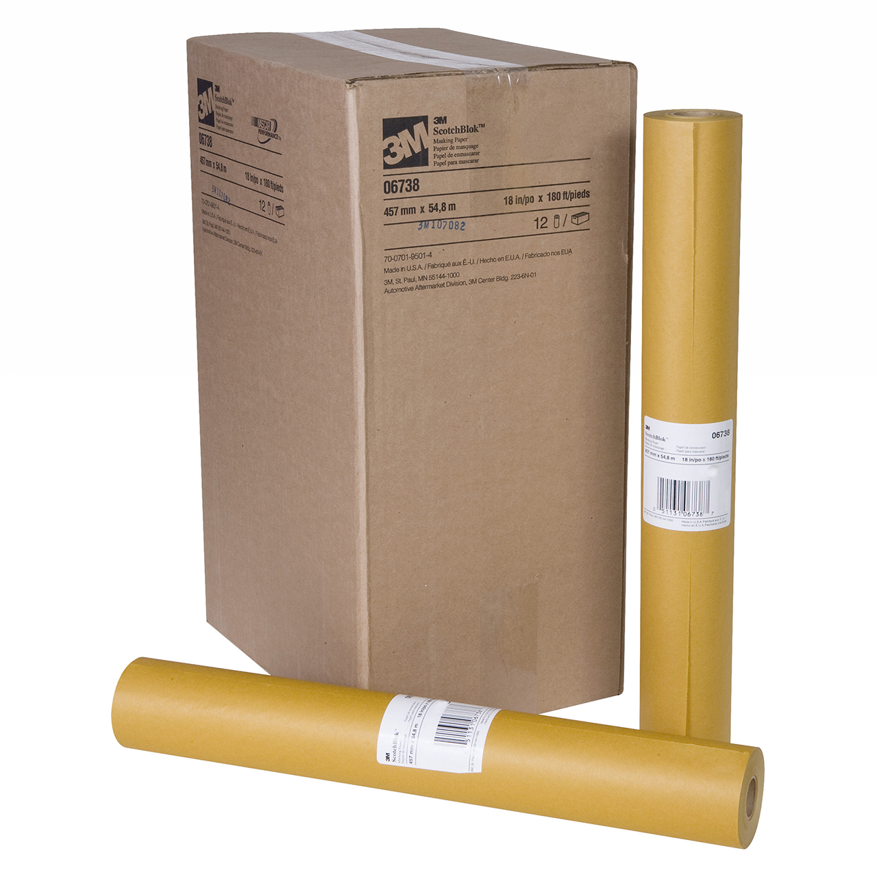 3M 7000126012 | 06738 180' OAL x 18.000" Width Masking Paper Tape