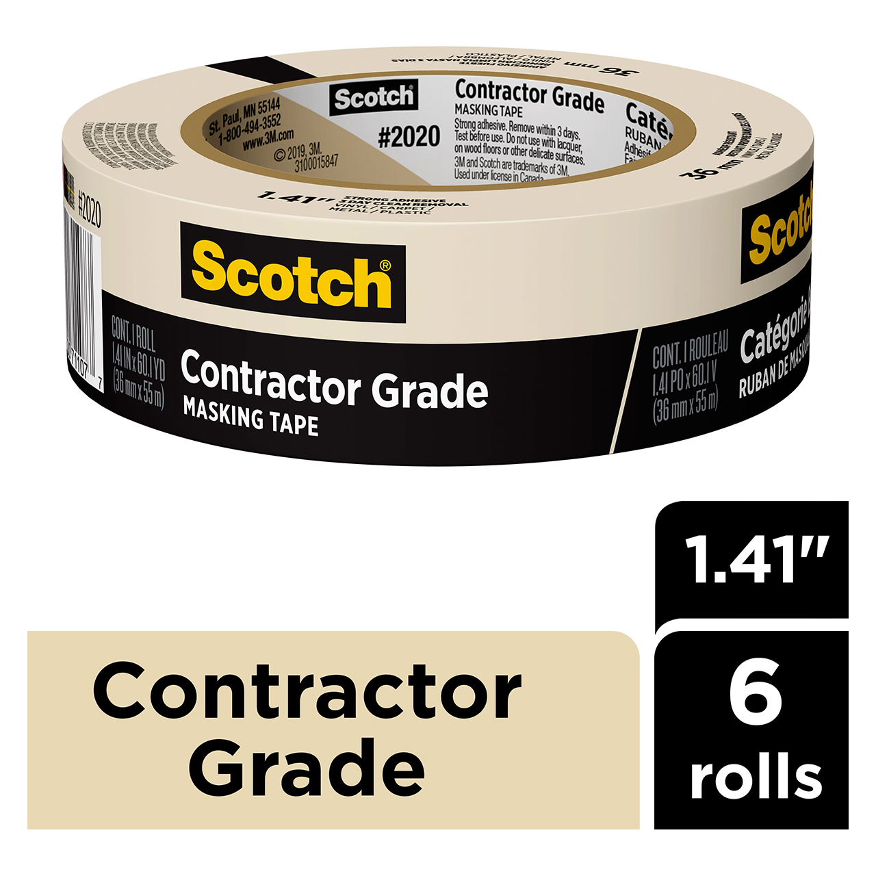 3M 7100187756 | Scotch 60.1 yd x 1.410" Width Masking Tape