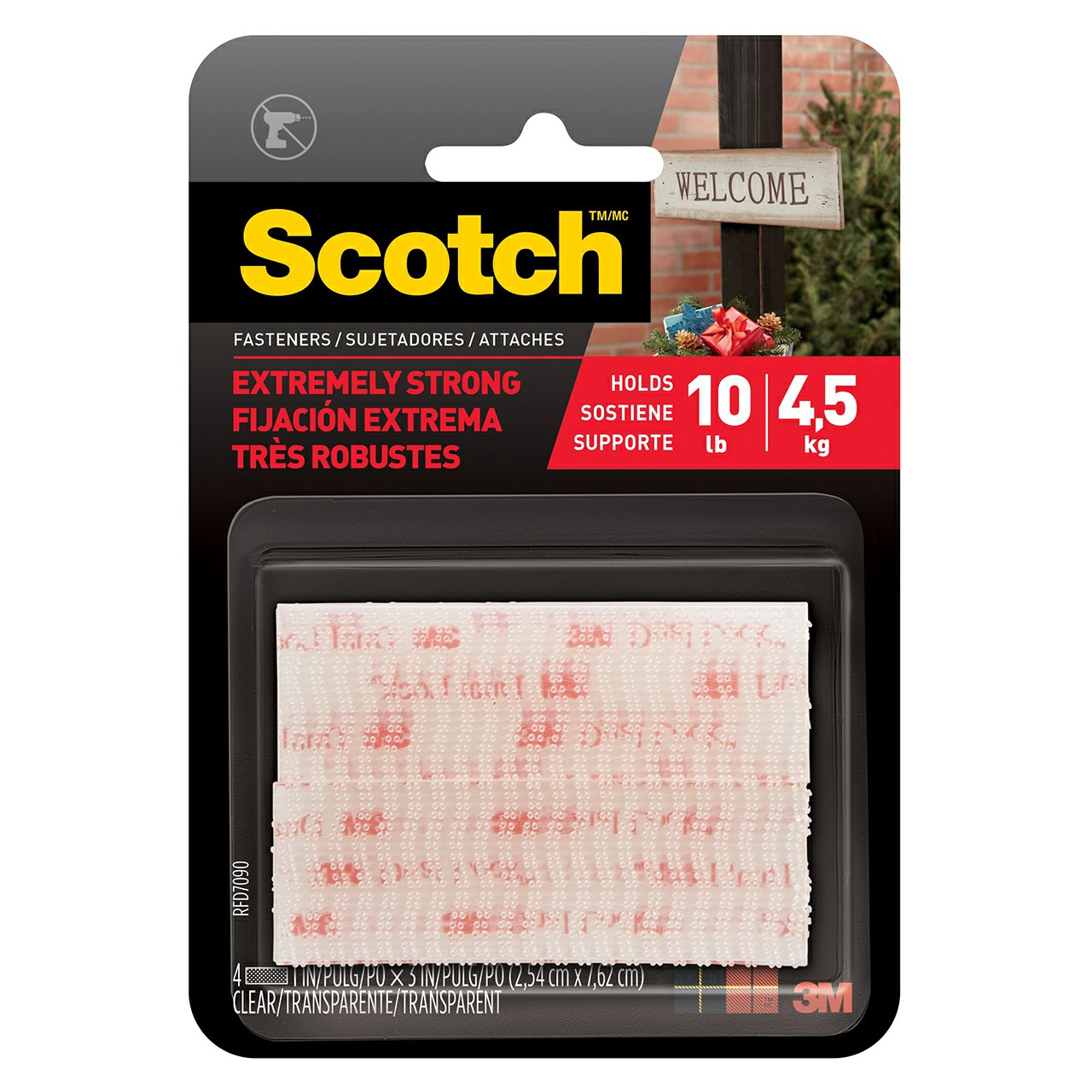 3M 7100100028 | Scotch 3.000" OAL x 1.000" Width Mushroom Hook Fasteners