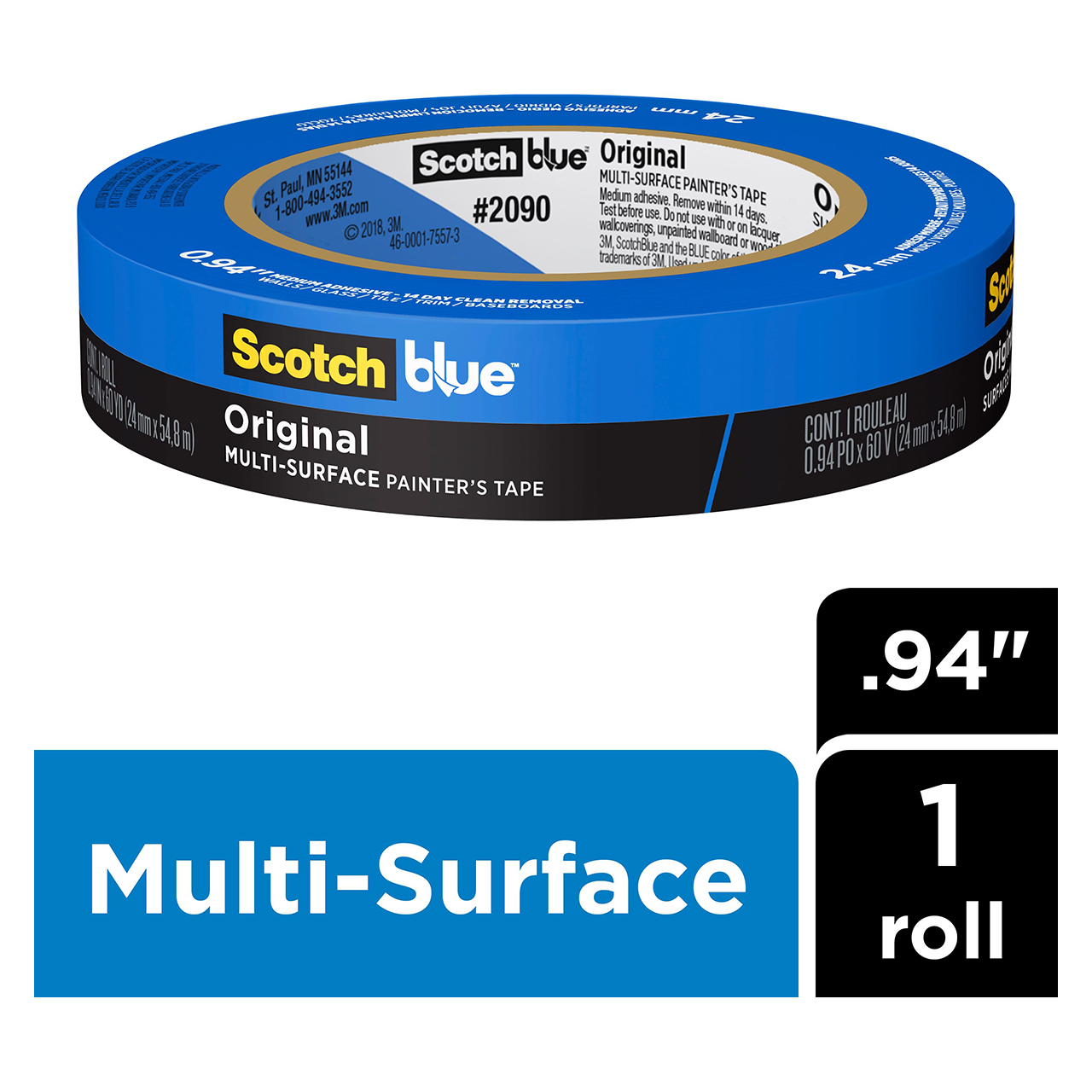 3M 7100185210 | ScotchBlue 0.940" Width Masking Tape
