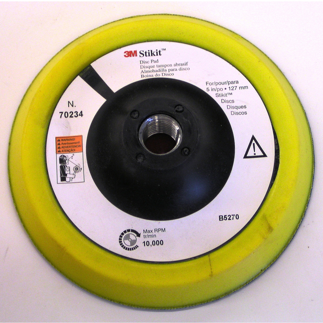 3M 7100114993 | 70234 Stikit 5" Diameter x 5/8-11 Thread x 1/2" Thickness x 9/16" OAL x 6" Width Disc Pad