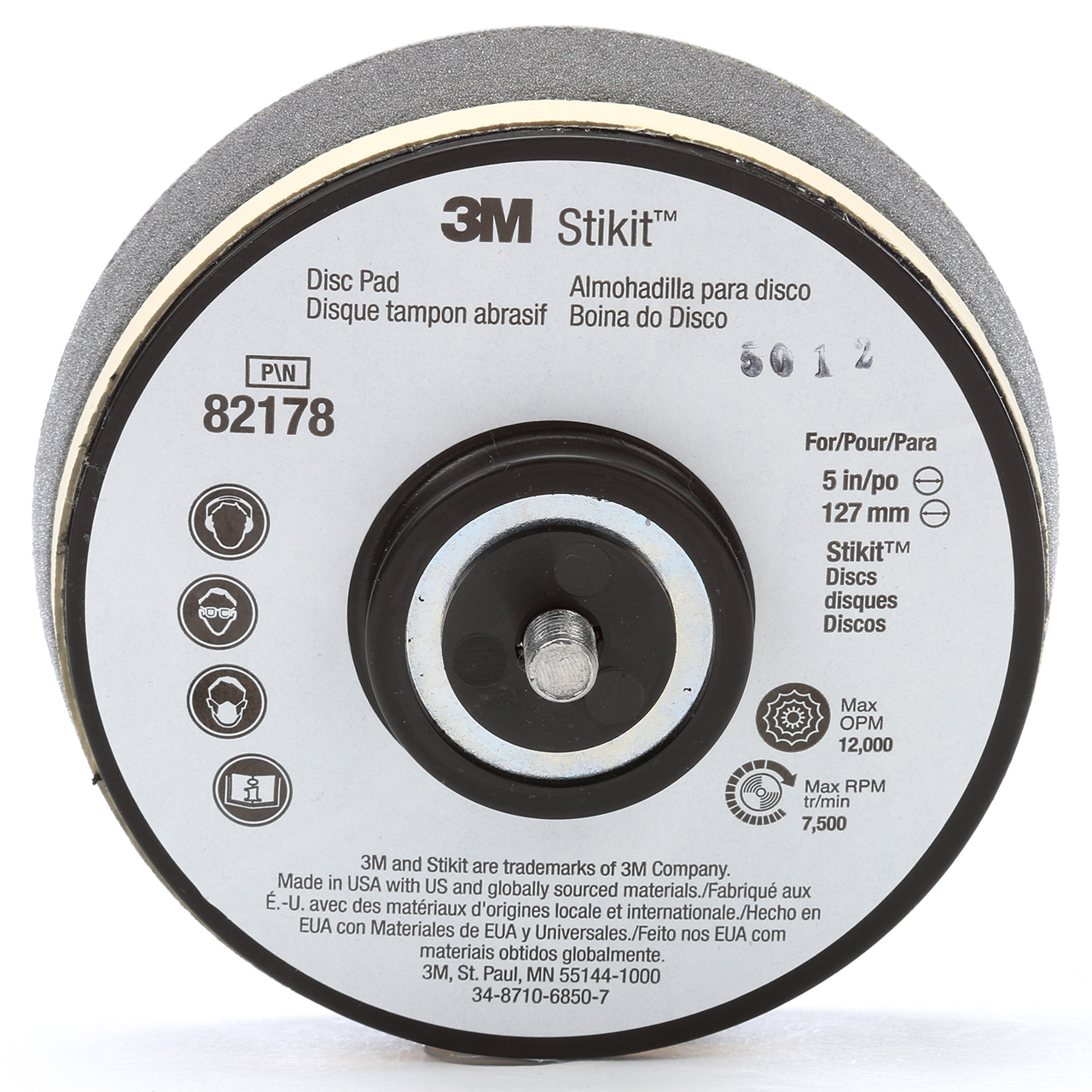 3M 7000045672 | 82178 Stikit 5" Diameter x 5/16-24 EXT Thread x 1-1/4" Thickness x 14.2 in OAL x 10-11/16" Width Disc Pad