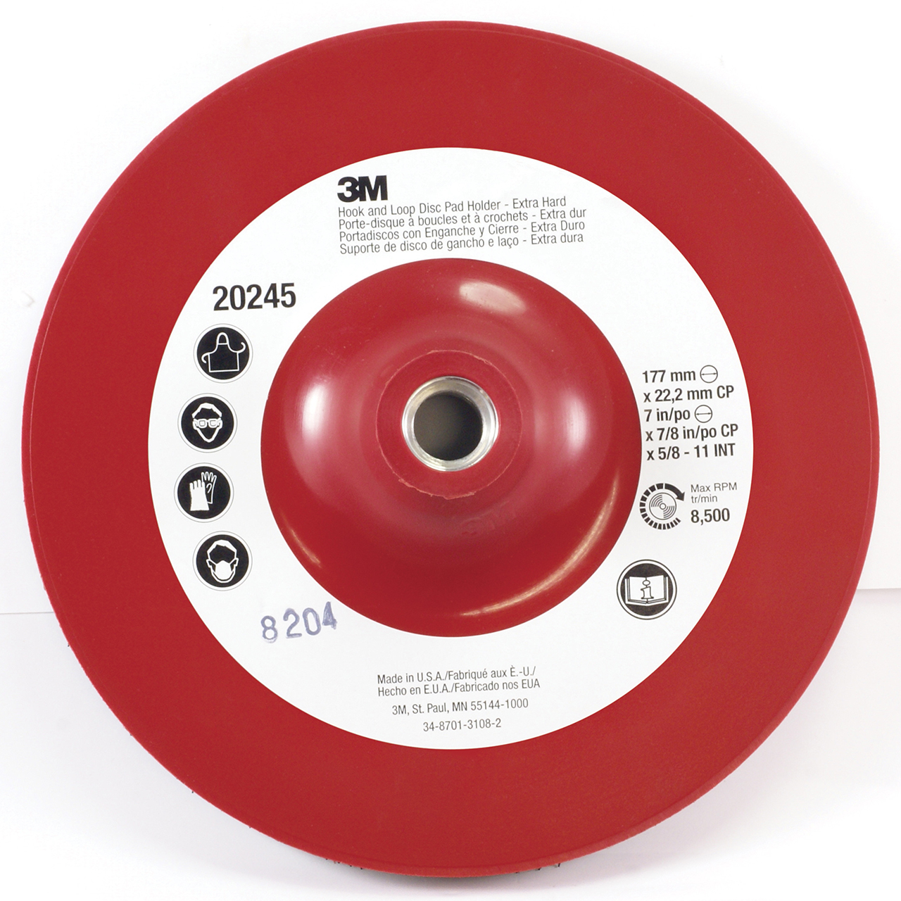 3M 7100101200 | 7" Diameter x 5/8"-11 Thread x 7/8" Thickness Disc Pad Holder