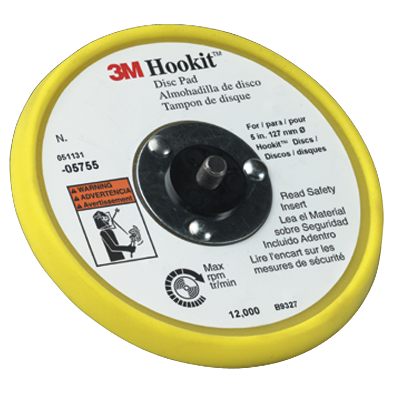 3M 7010361171 | 28552 Hookit 5" Diameter x 5/16-24 EXT Thread x 3/8" Thickness x 12000 RPM Disc Pad