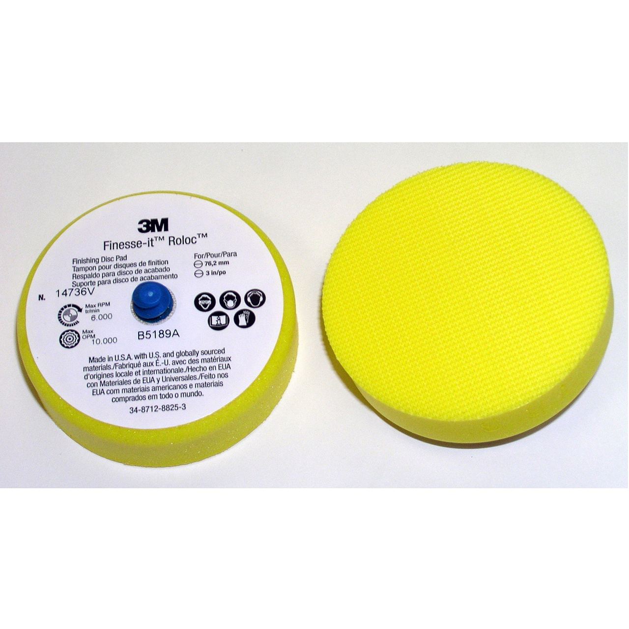 3M 7100022172 | 14736V Finesse-it Roloc 3" Diameter x 1" Thickness x 6000 RPM Disc Pad