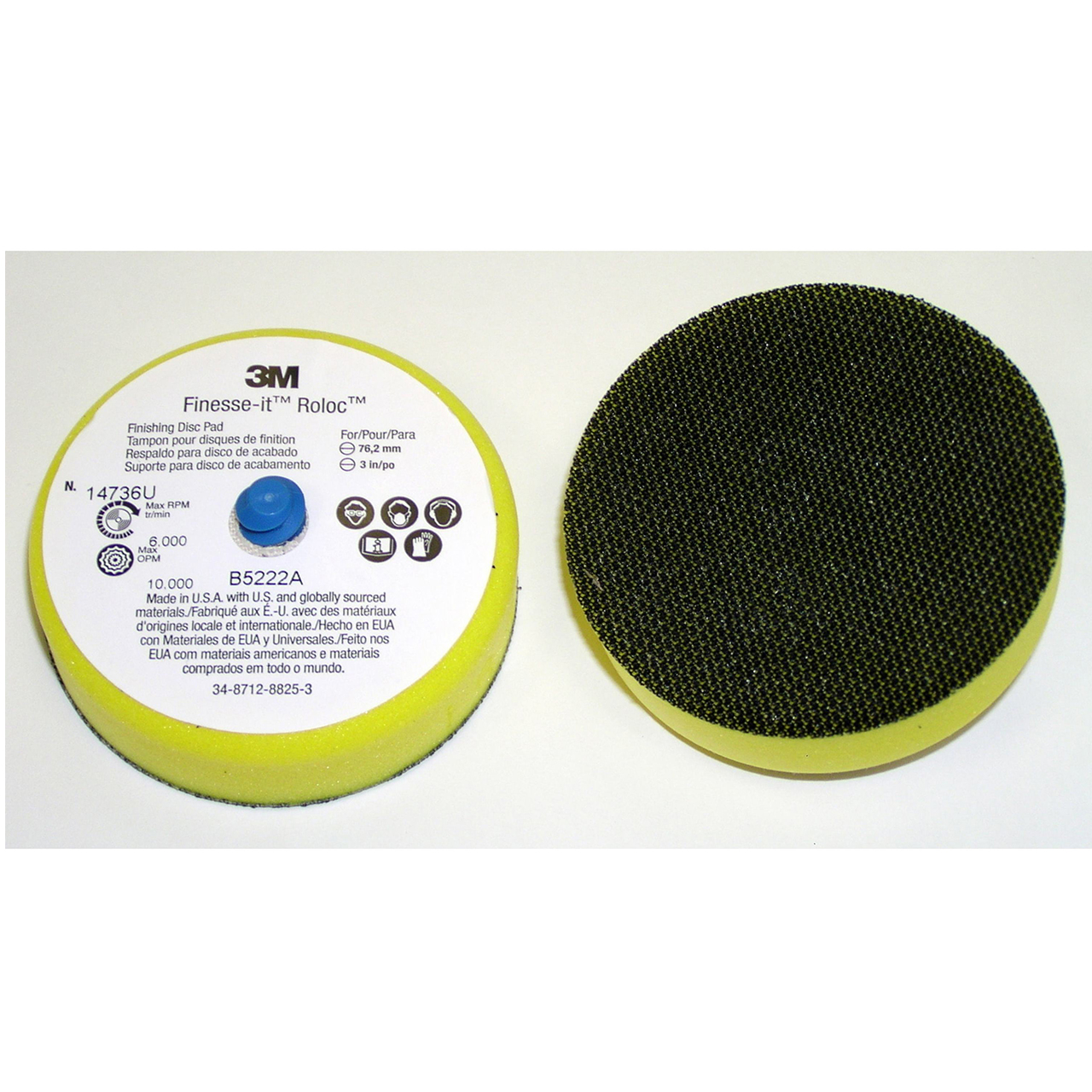 3M 7000000573 | 14736 Finesse-it Roloc 3" Diameter x 1" Thickness x 11.5 in OAL x 9-5/8" Width Disc Pad