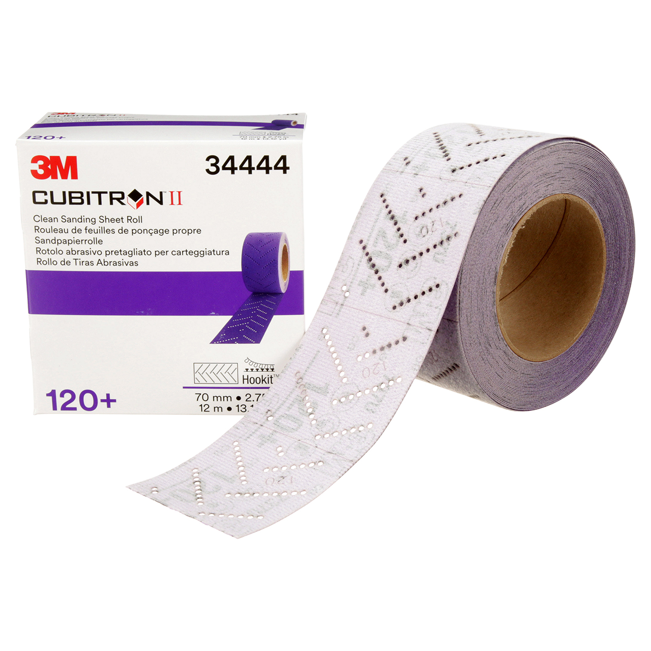 3M 7100155338 | 34444 Cubitron 70.00mm Width x 12m OAL 120+ Grit 737U Precision Shaped Ceramic Sanding Sheet Roll