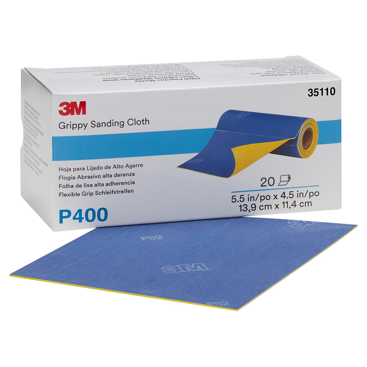 3M 7100142932 | 35110 5-1/2" Width x 4-1/2" OAL P400 Grit Aluminum Oxide Sanding Cloth