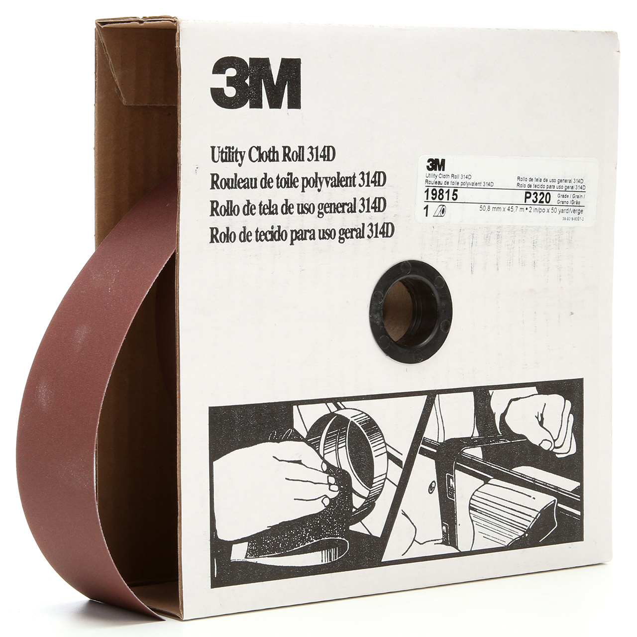 3M 7000118535 | 2" Width x 150.0' OAL x J Weight P320 Grit 314D Aluminum Oxide Cloth Roll