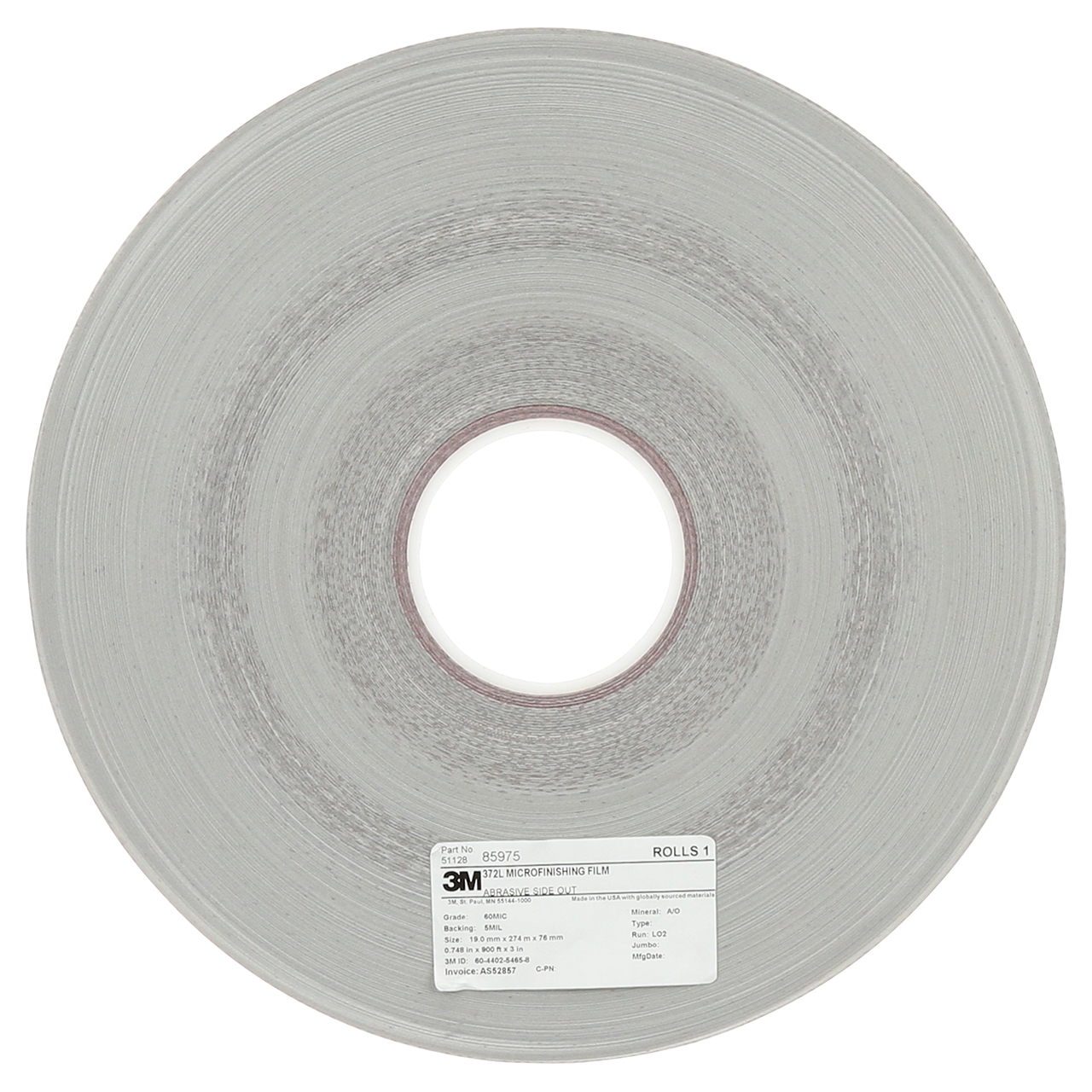 3M 7100196872 | 3" Size x 1" Width x 150.0' OAL 372L Aluminum Oxide Film Roll