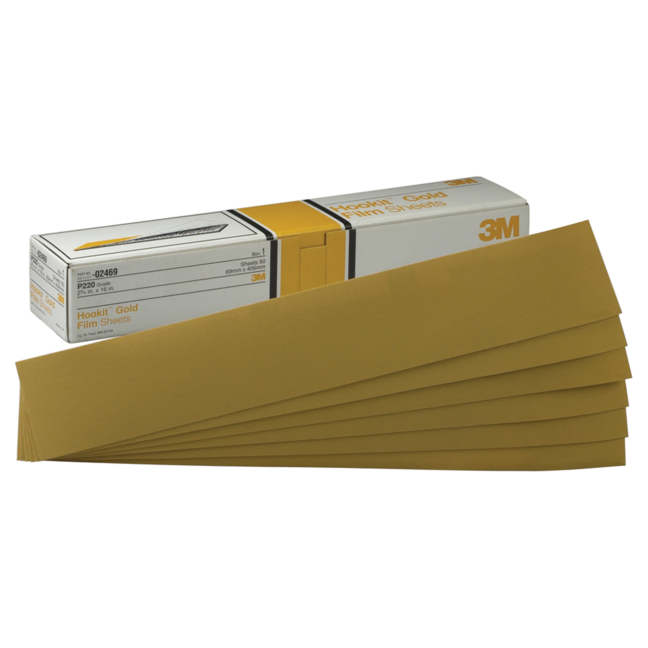 3M 7000118765 | 02472 Hookit 2-3/4" Width x 16" OAL x C Weight P150 Grit 236U Aluminum Oxide Gold Abrasive Sheet