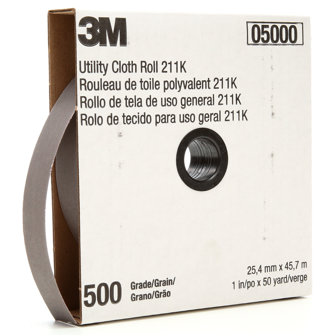 3M 7000118357 | 2" Width x 150.0' OAL x J Weight 500 Grit 211K Aluminum Oxide Cloth Roll