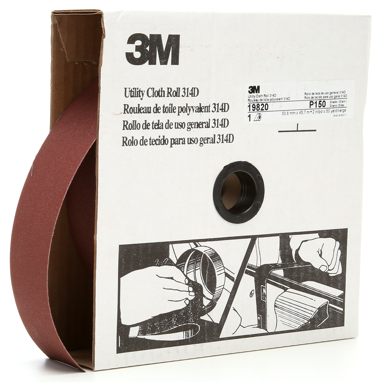 3M 7000118540 | 2" Width x 150.0' OAL x J Weight P150 Grit 314D Aluminum Oxide Cloth Roll