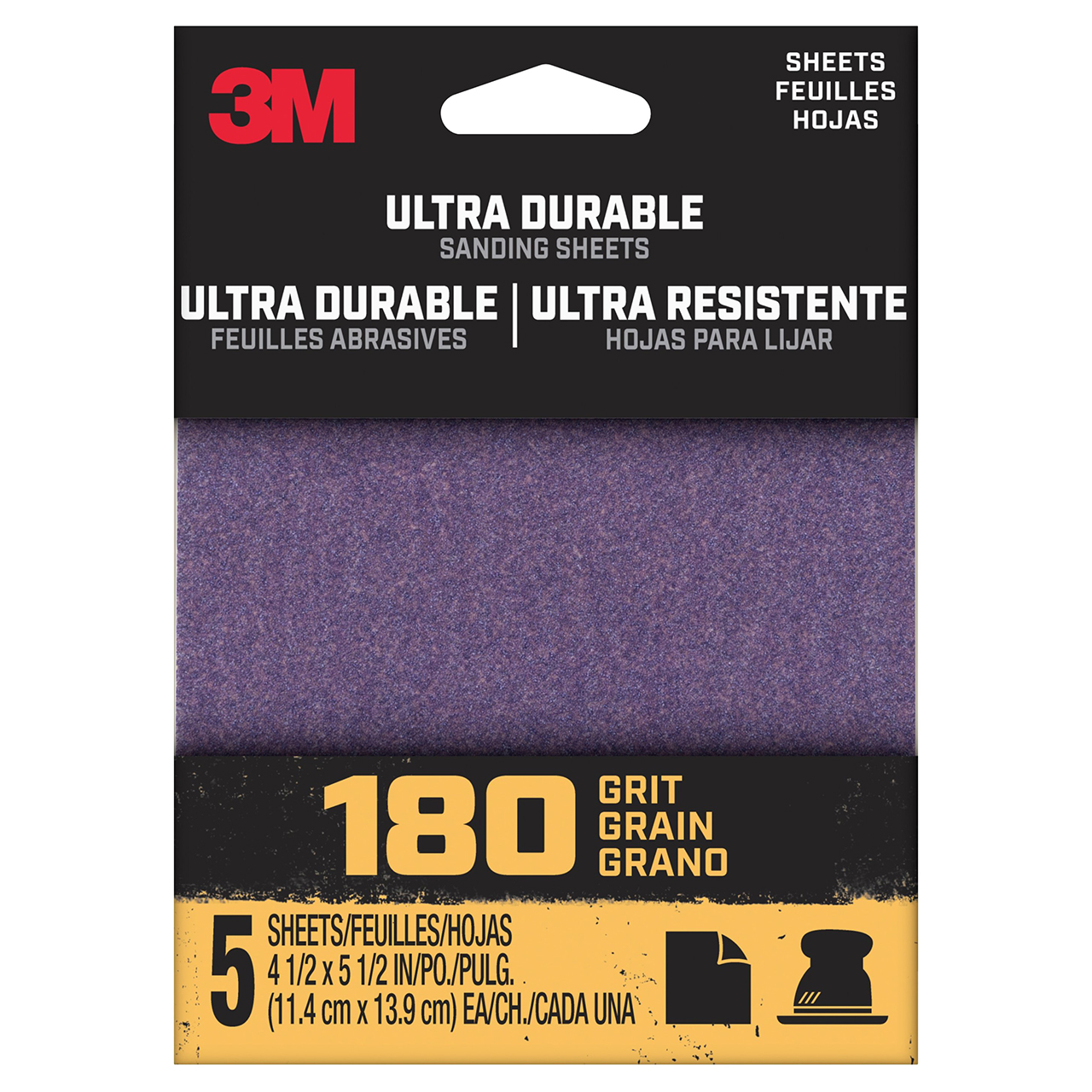 3M 7100198731 | 4-1/2" Width x 5-1/2" OAL 180 Grit Power Sanding 1/4 Sheet