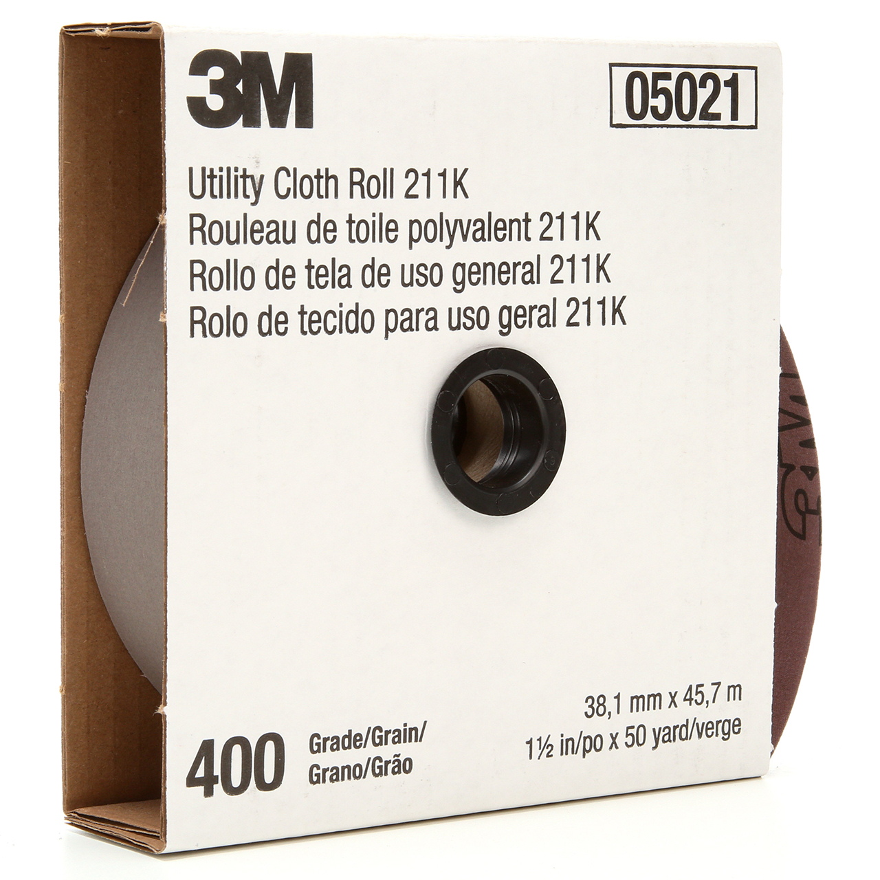 3M 7000118353 | 1" Width x 150.0' OAL x J Weight 400 Grit 211K Aluminum Oxide Cloth Roll
