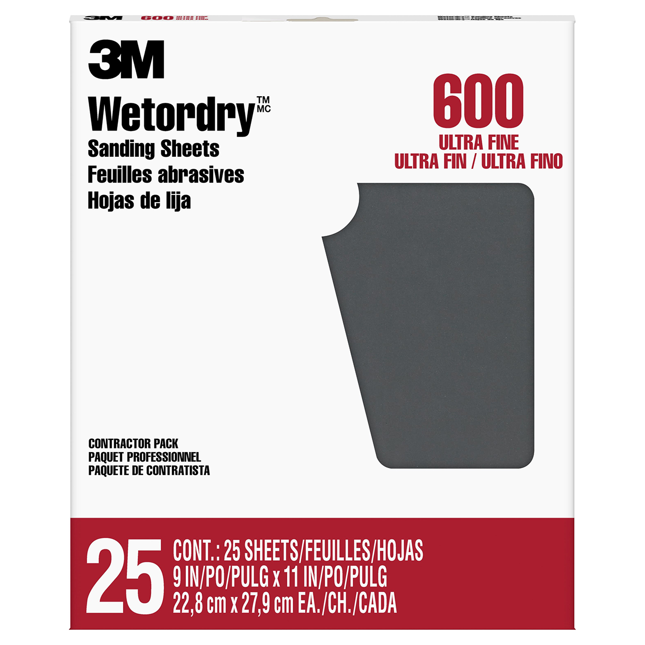 3M 7000126423 | Wetordry 9" Width x 11" OAL 600 Grit Super Fine Silicon Carbide Sanding Sheet
