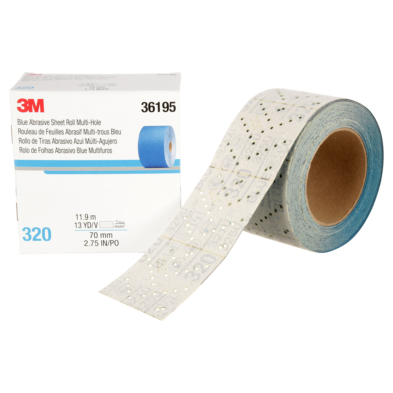 3M 7100219220 | 36195 Hookit 2-3/4" Width x 13.0 yd OAL x C Weight 320 Grit 321U Ceramic Aluminum Oxide Sheet Roll
