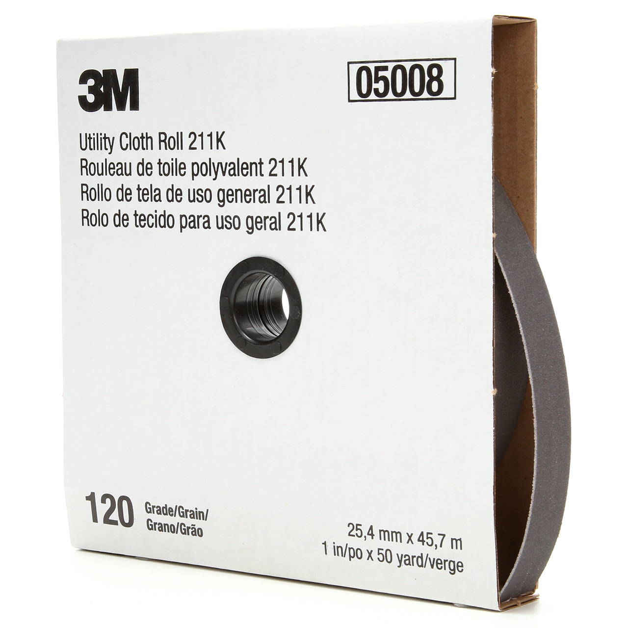 3M 7000118337 | 2" Width x 50.0' OAL x J Weight 120 Grit 211K Aluminum Oxide Cloth Roll