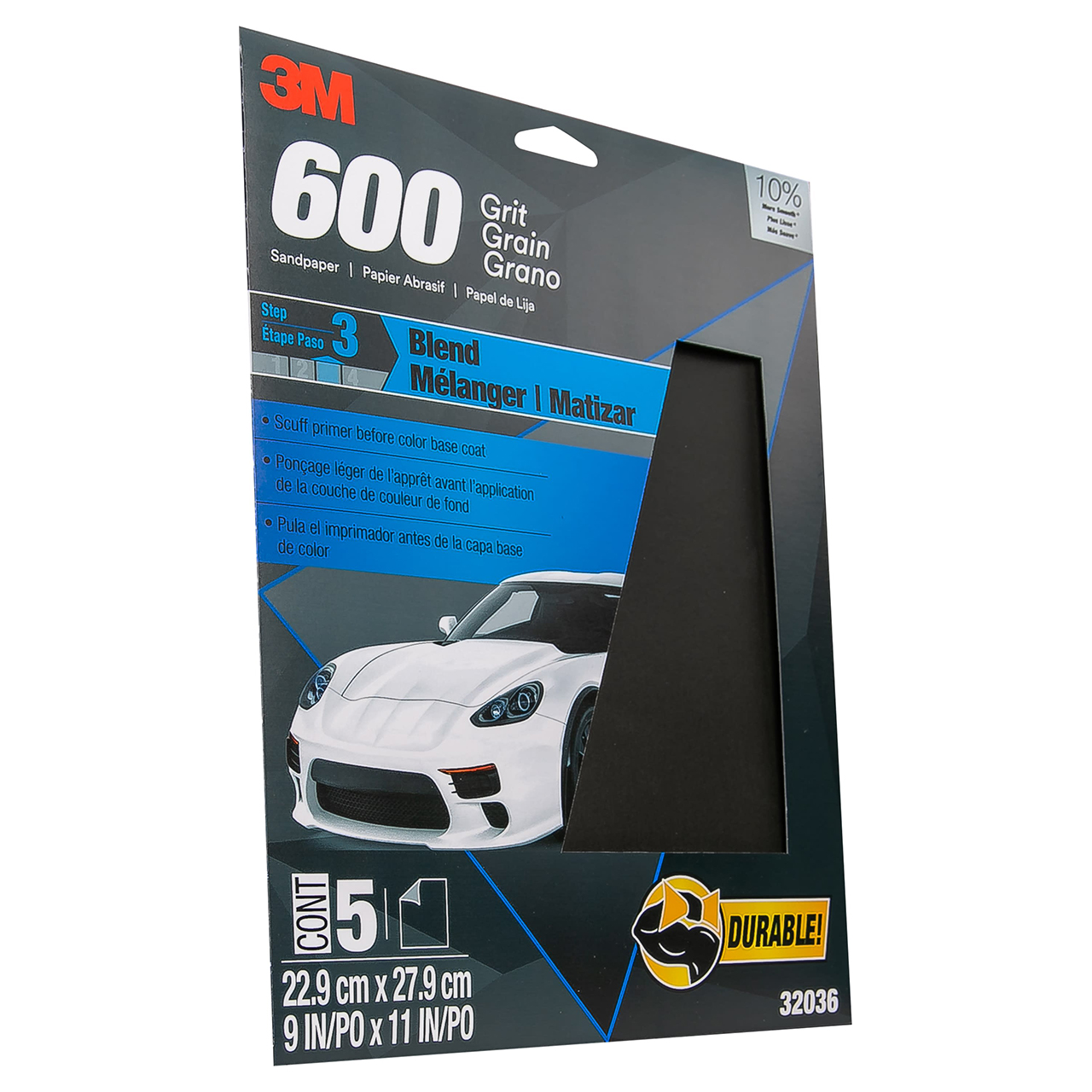 3M 7010328059 | 32036 Wetordry 9" Width x 11" OAL x A Weight 600 Grit 32036 Aluminum Oxide Sandpaper