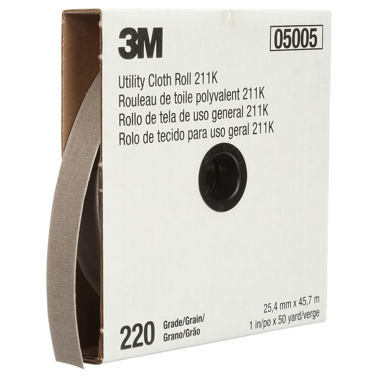3M 7000118345 | 2" Width x 150.0' OAL x J Weight 220 Grit 211K Aluminum Oxide Cloth Roll