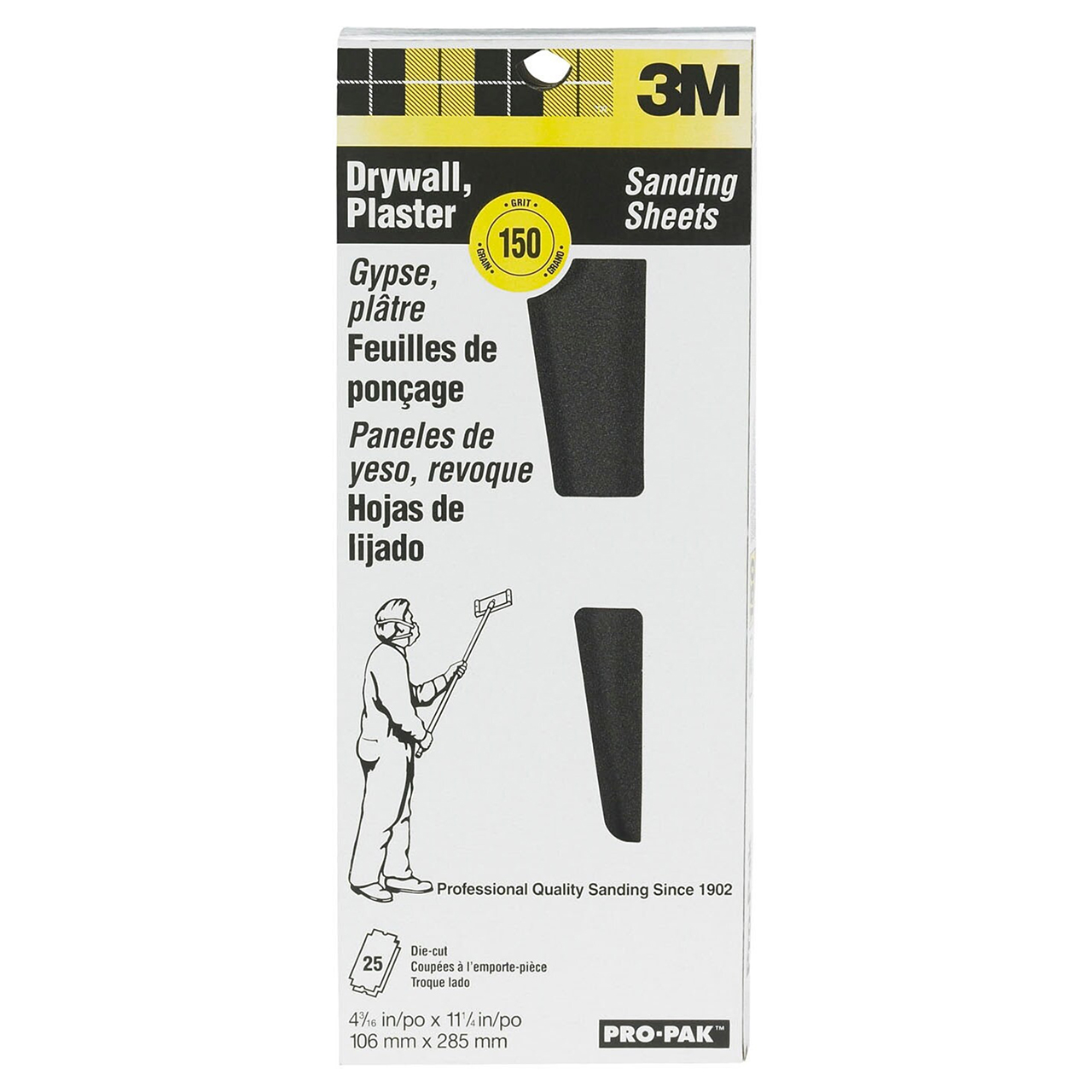 3M 7000047933 | 4-3/16" Width x 11-1/4" OAL 150 Grit Fine Aluminum Oxide Drywall Sanding Sheet