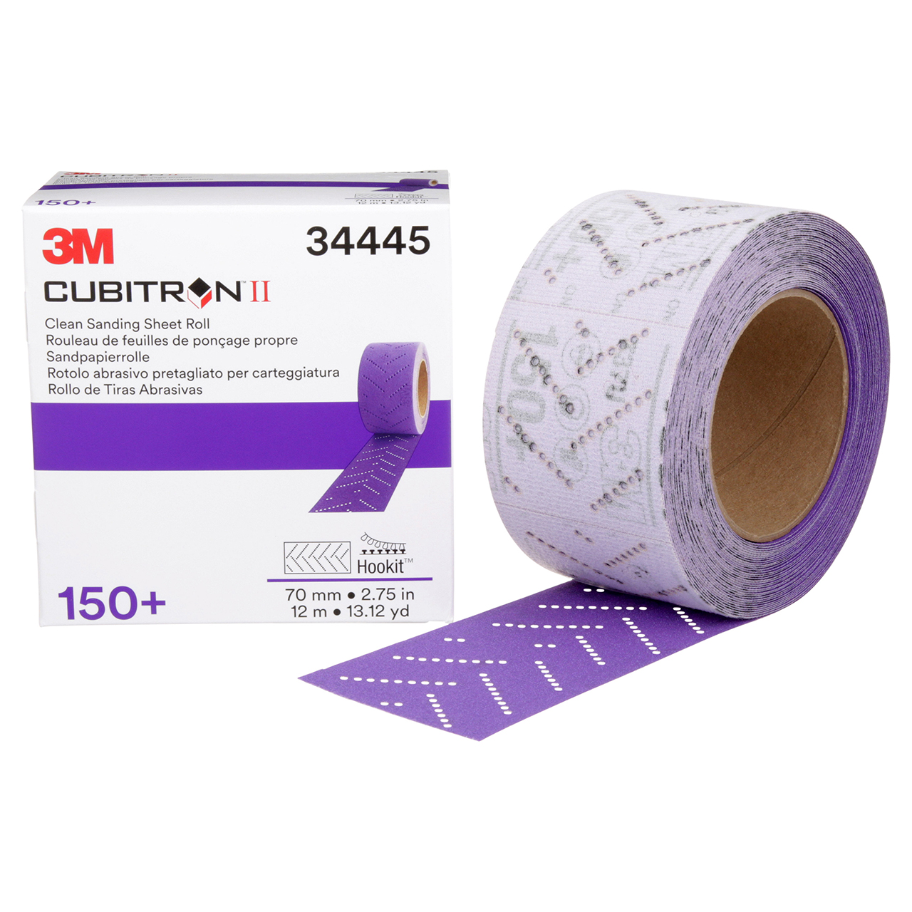3M 7100155343 | 34445 Cubitron 70.00mm Width x 12m OAL 150+ Grit 737U Precision Shaped Ceramic Sanding Sheet Roll