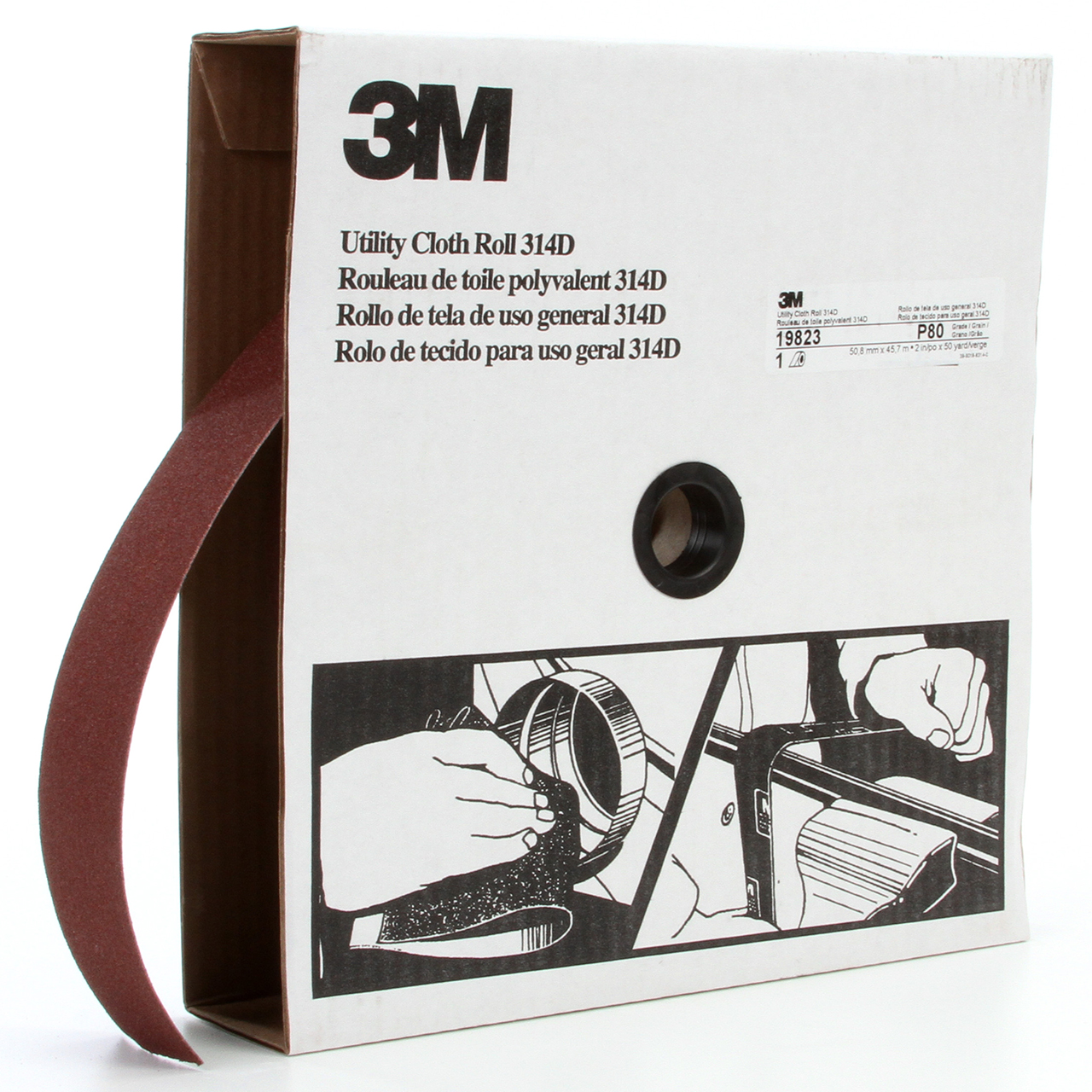 3M 7000118543 | 2" Width x 150.0' OAL x J Weight P80 Grit 314D Aluminum Oxide Cloth Roll