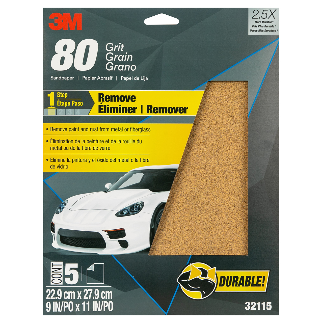 3M 7010308859 | 32115 9" Width x 11" OAL P80 Grit Aluminum Oxide Sandpaper