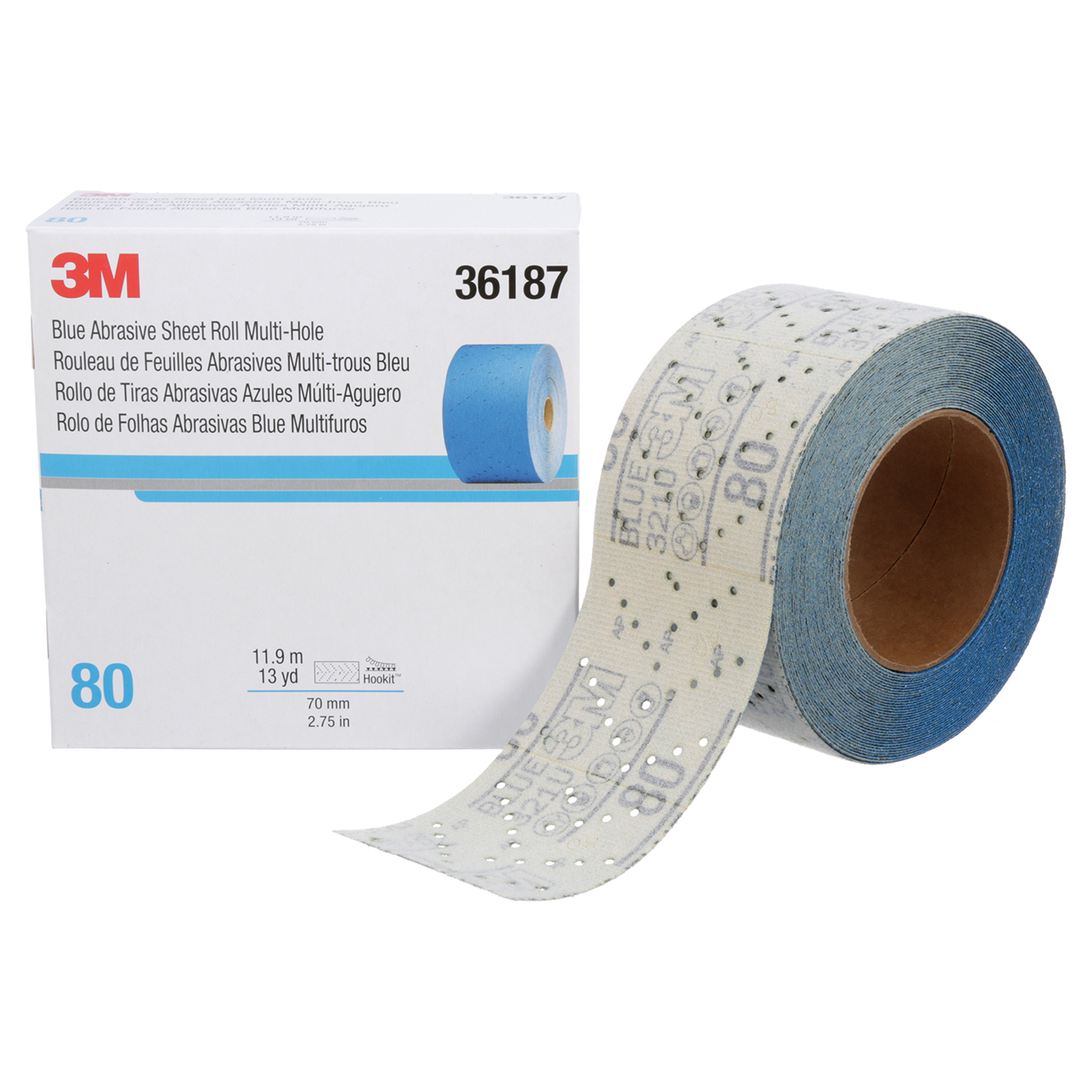 3M 7100091037 | 36187 Hookit 2-3/4" Width x 13.0 yd OAL x C Weight 80 Grit 321U Ceramic Aluminum Oxide Sheet Roll