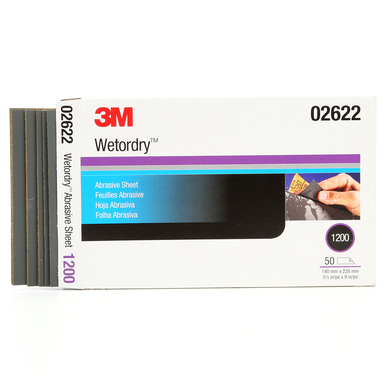 3M 7000120121 | 02622 Wetordry 5-1/2" Width x 9" OAL x C Weight 1200 Grit 434Q Silicon Carbide Abrasive Sheet