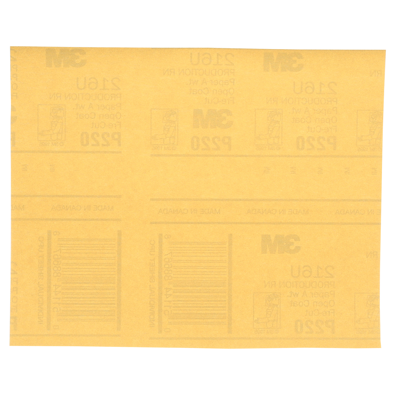3M 7000118283 | 02544 9" Width x 11" OAL x A Weight P220 Grit 216U Aluminum Oxide Gold Abrasive Sheet