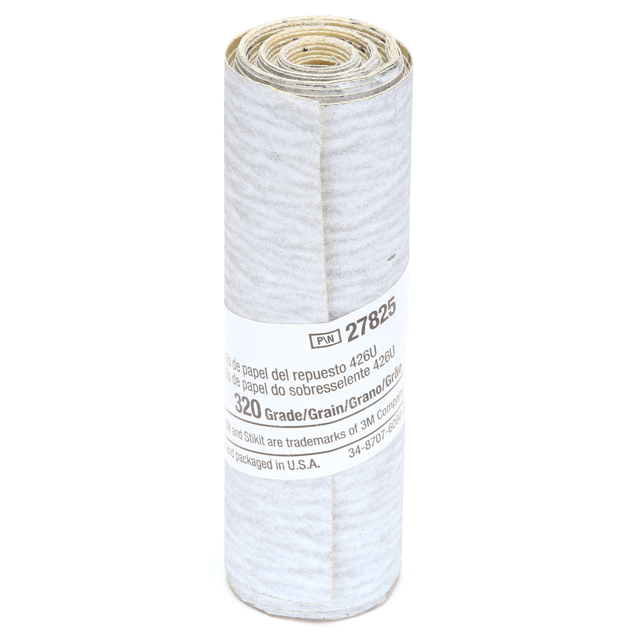 3M 7010308160 | Stikit 3-1/4" Width x 100" OAL x A Weight 320 Grit 426U Silicon Carbide Paper Refill Roll