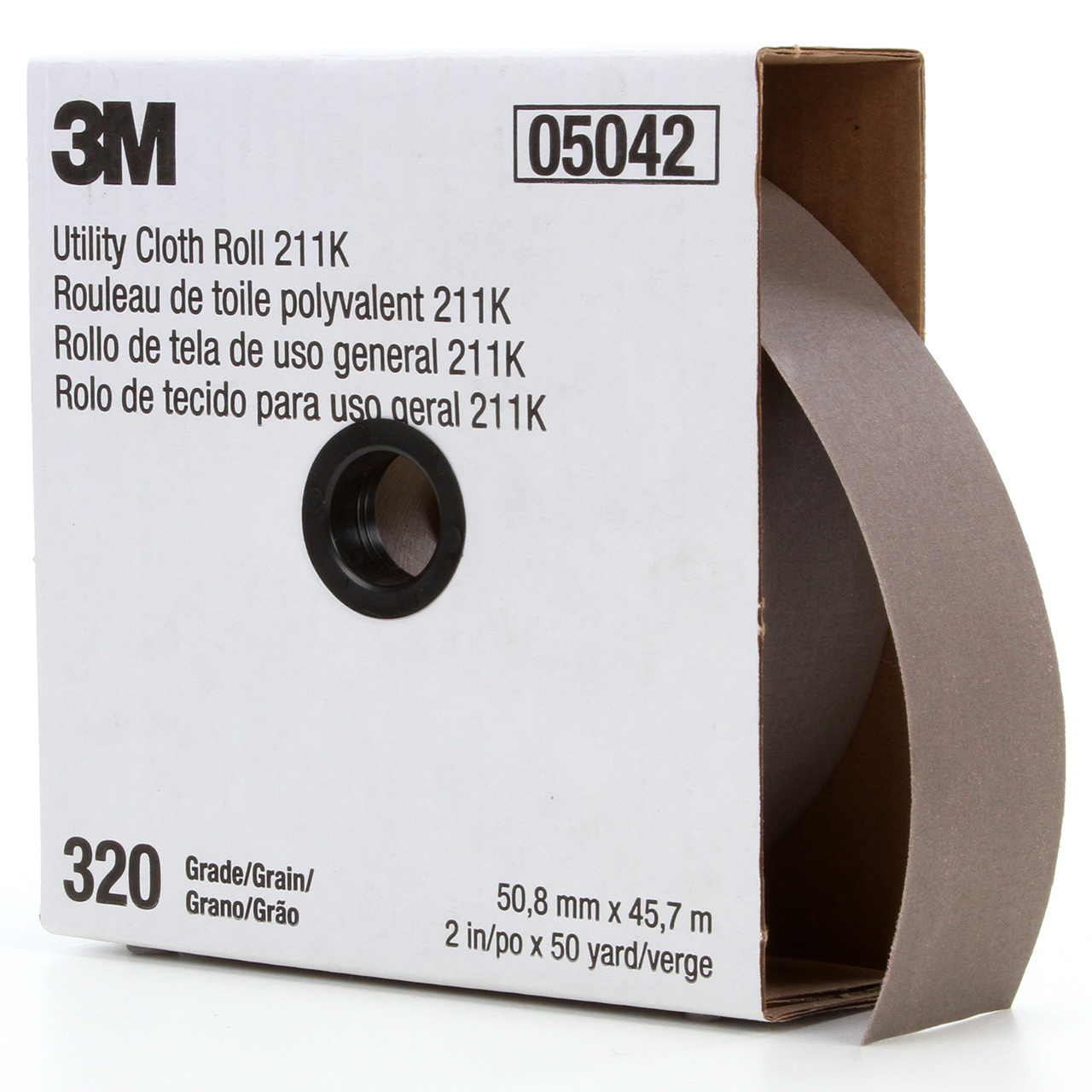 3M 7010512839 | 3" Width x 50.0 yd OAL x J Weight 320 Grit 211K Aluminum Oxide Cloth Roll