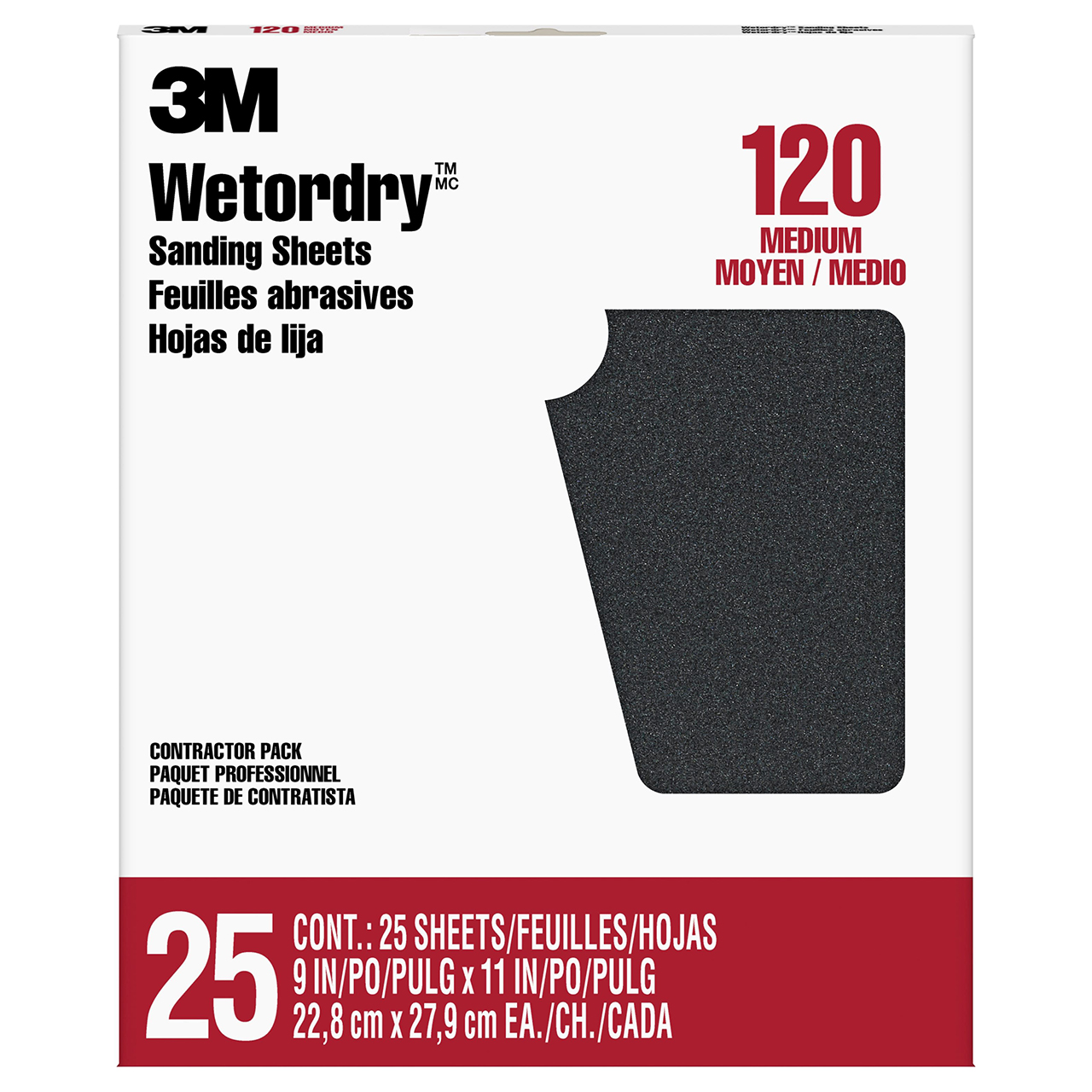 3M 7100079086 | Wetordry 9" Width x 11" OAL 120 Grit Medium Silicon Carbide Sanding Sheet