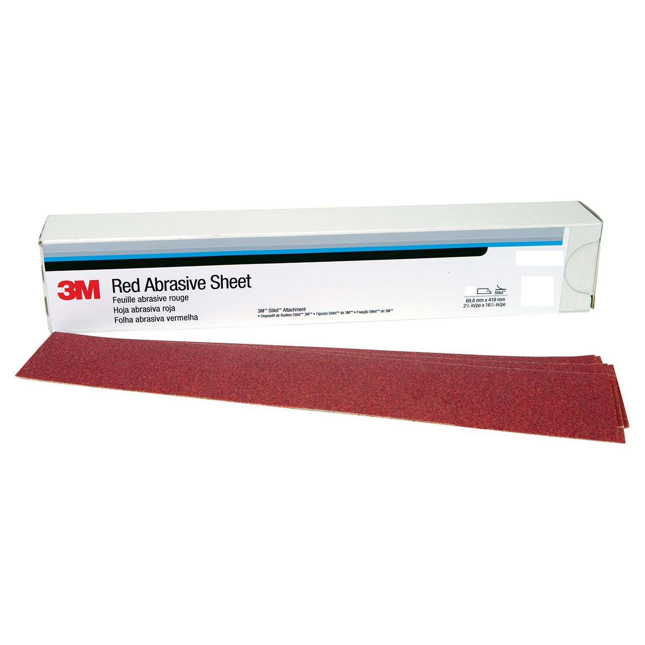 3M 7000119923 | 01680 Red Abrasive Stikit 2-3/4" Width x 16-1/2" OAL x A Weight 40 Grit 316U Aluminum Oxide Abrasive Sheet