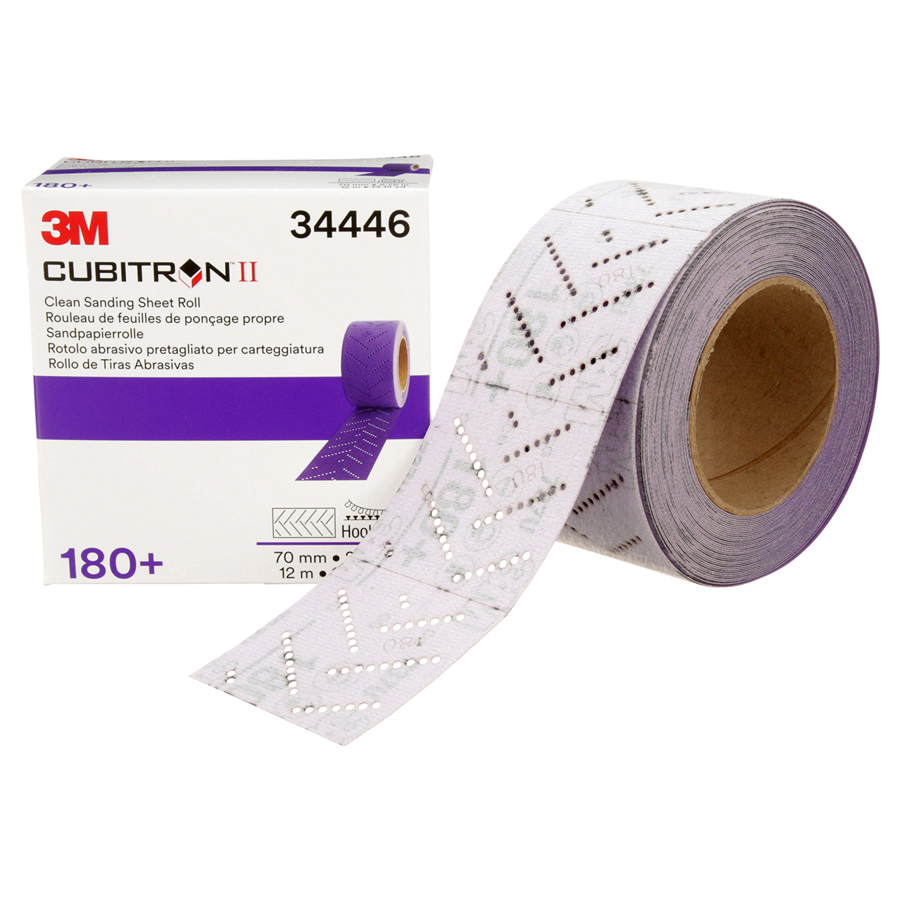 3M 7100155364 | 34446 Cubitron 70.00mm Width x 12m OAL 180+ Grit 737U Precision Shaped Ceramic Sanding Sheet Roll
