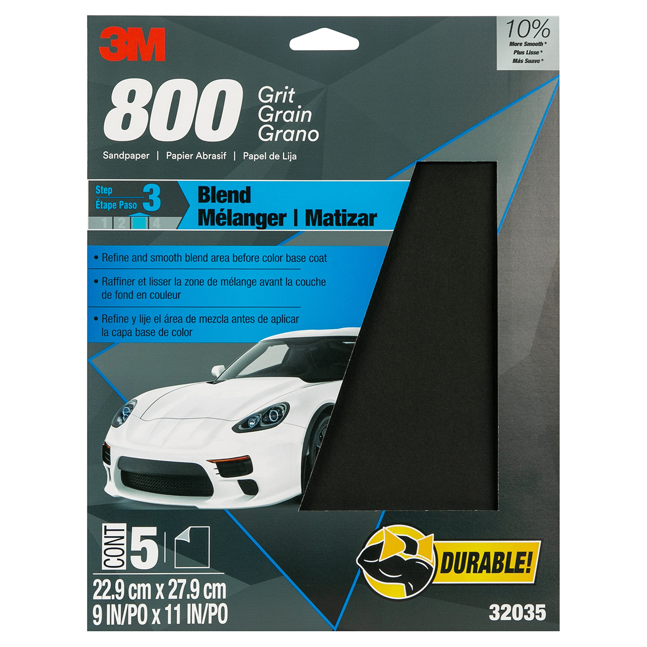 3M 7010364679 | 32035 Wetordry 9" Width x 11" OAL x A Weight P800 Grit 32035 Aluminum Oxide Sandpaper