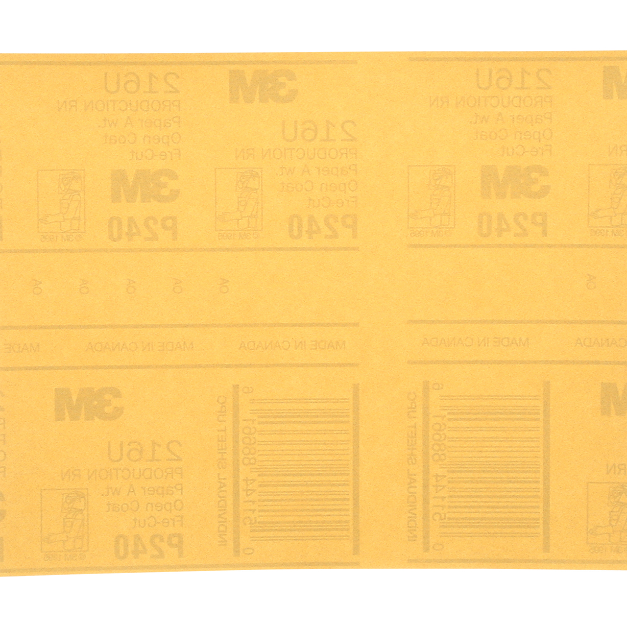 3M 7000118282 | 02543 9" Width x 11" OAL x A Weight P240 Grit 216U Aluminum Oxide Gold Abrasive Sheet