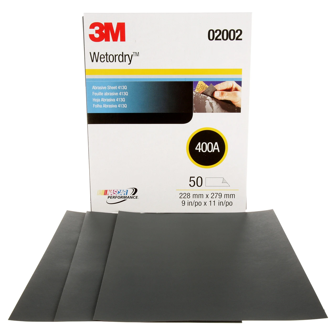 3M 7000000318 | 02002 Wetordry 9" Width x 11" OAL x A Weight 400 Grit 413Q Silicon Carbide Abrasive Sheet